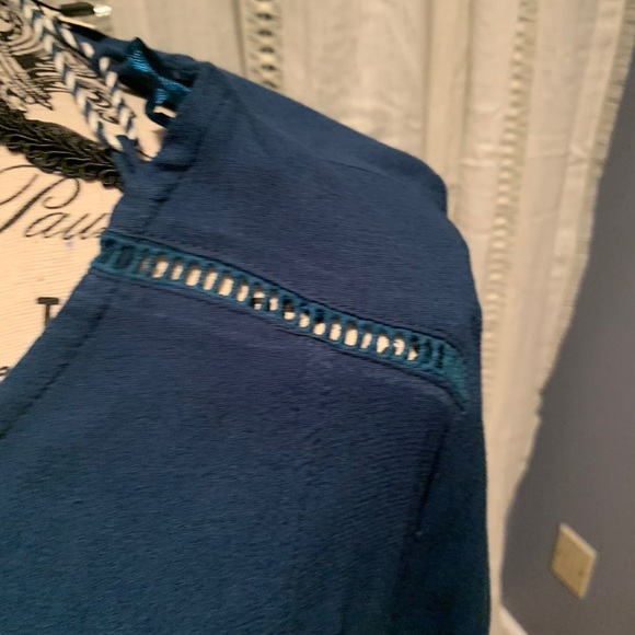 Crescent teal tassel tie up boho dress - Picture 6 of 7